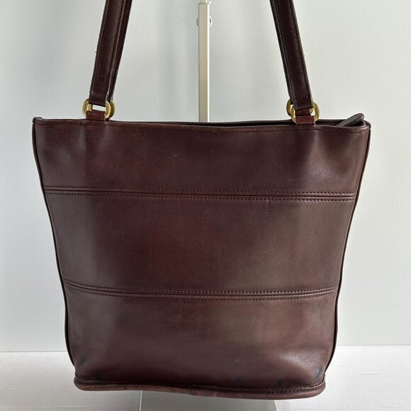 Coach Tribeca Tote Shoulder Bag 9098, Mahogany Brown Leather Coach Purse - Picture 1 of 9
